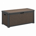 Garten-Aufbewahrungsbox 120 x 55 x 60 cm Kunststoff Anthrazit Braun mit Deckel Rattanoptik