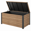 Garten-Auflagenbox 130 x 70 x 70 cm Kunststoff in Holzoptik Braun Schwarz mit Klappdeckel