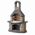 Gartengrill 120 x 70 x 220 cm aus Beton und Steinoptik Grau Braun mit Kamin