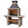 Gartengrillkamin 160 x 70 x 230 cm Stein Metall Holzoptik für Außenbereich
