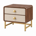 Nachttisch 60 x 45 x 60 cm Holzoptik Beige mit 2 Schubladen und Metallgestell