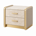 Nachttisch 60 x 45 x 55 cm in Beige Gold mit Marmoroptik und 2 Schubladen