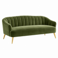 2-Sitzer Sofa 180 x 78 x 82 cm Samt Olivgrün mit Metallfüßen im Retro-Stil