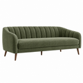 3-Sitzer Sofa 200 cm olivgrüner Stoffbezug mit Holzfüßen Retro-Stil