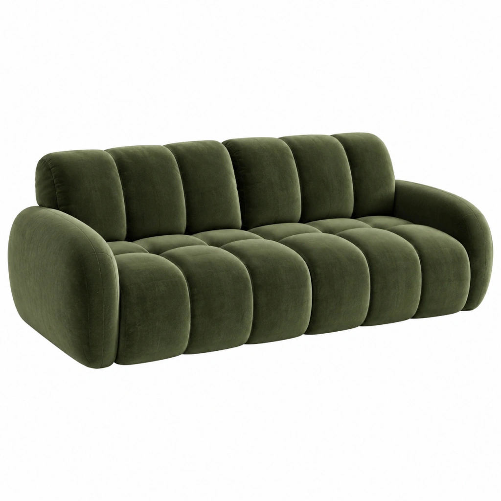 3-Sitzer Sofa 230 x 100 x 78 cm Olivgrün Samt gepolstert - Modernes Wohnzimmermöbel