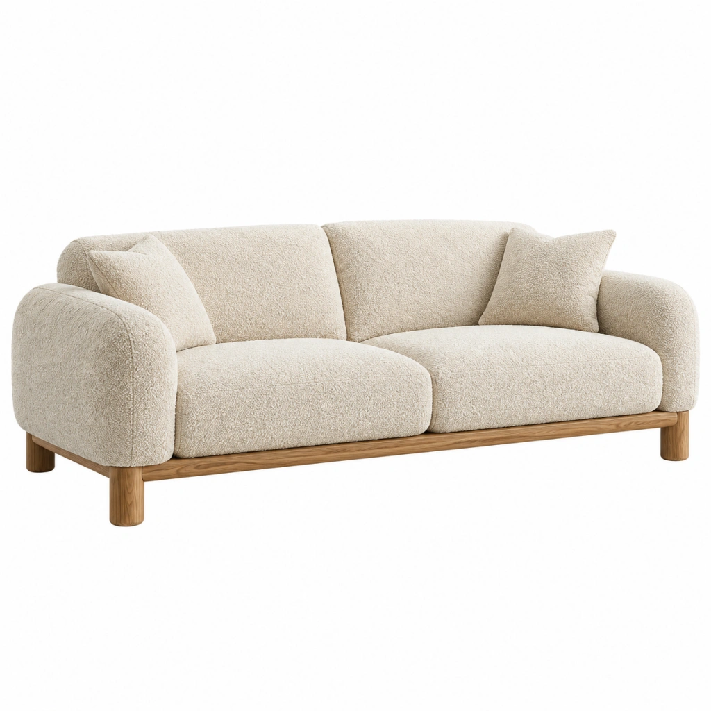 2-Sitzer-Sofa 180 x 90 x 78 cm Bouclé Creme Wohnzimmer Modern