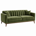 2-Sitzer Sofa 220 x 90 x 85 cm Samt Olivgrün mit Holzfüßen Retro-Stil